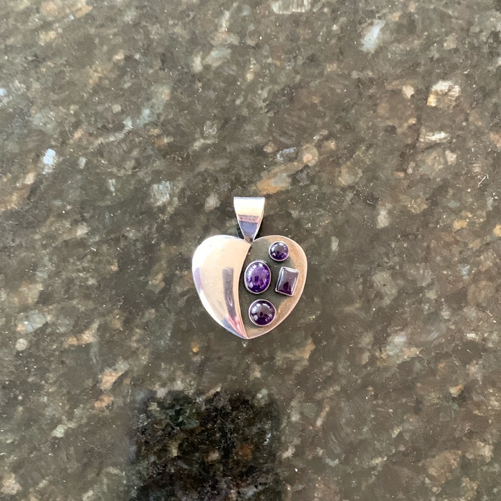 Jay King Sterling Heart with Amethyst Pendant - Picture 1 of 3